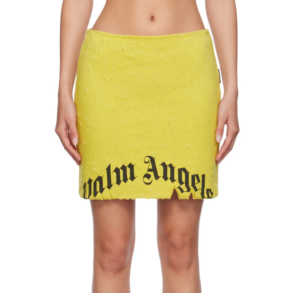 Nwt! Palm Angels Yellow Skirt With Black Print